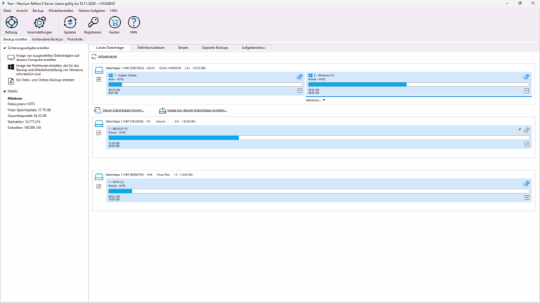 Macrium Reflect X Server – Screenshot 1