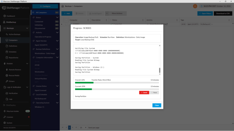Macrium SiteBackup – Screenshot 4 Macrium SiteBackup – Screenshot 4